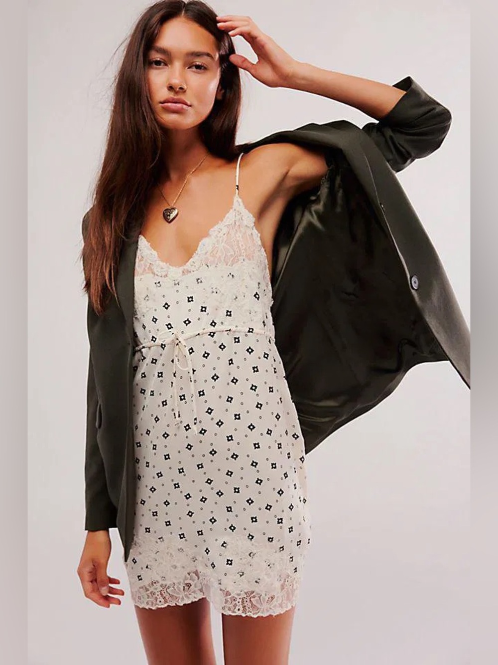 Free People Now or Never Lace Slip Mini Dress